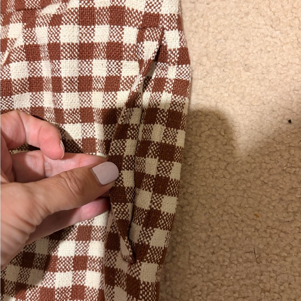Sezane Martin Crop Trousers Brown/ Ecru Gingham - Picture 5 of 5